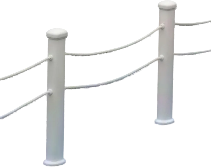 Reling-Set mittig mit Seil (Pfostenabstand 1,5 m)